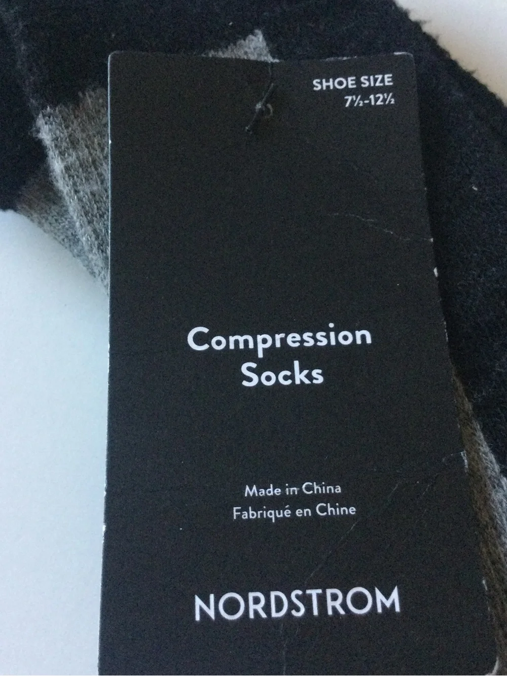 NORDSTROM MENS COMPRESSION SOCKS BLACK GRAY OS NWT